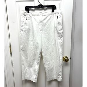 Talbots Pants, Vintage White Chinos, Zip Pocket, Capri, Women's Size 16